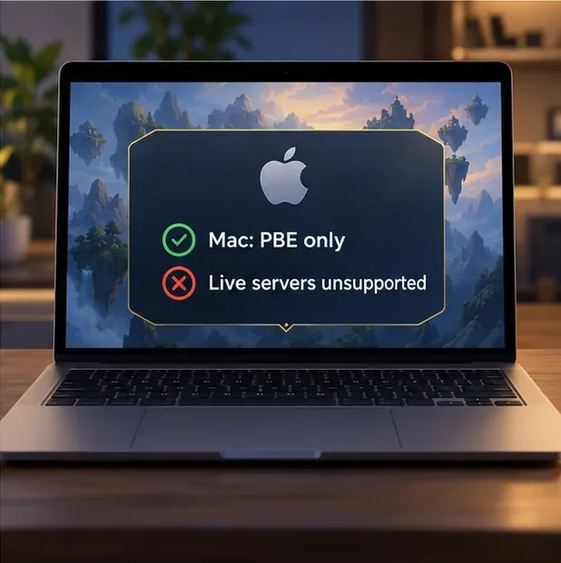 Atualmente, a Riot lista suporte para Mac no TFT apenas no PBE, não nos servidores oficiais.
