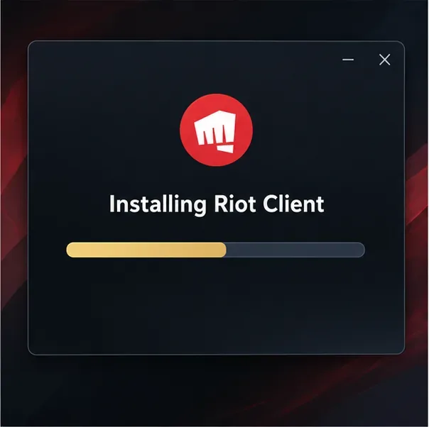 A instalação do cliente Riot começa antes que os arquivos do jogo terminem de baixar.
