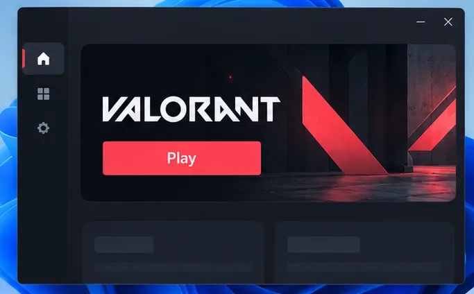 Illustrative Riot Client library page for VALORANT with a Play button
