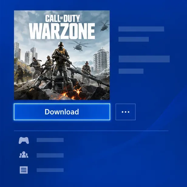 A Call of Duty: Warzone game page in the PS4 Library with the Download button selected.