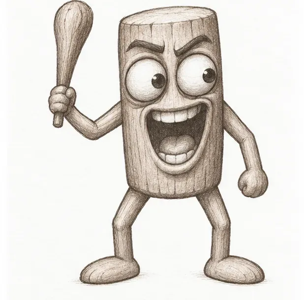 Finished expressive pencil face with oversized eyes, sharply angled eyebrows, and an open mouth.