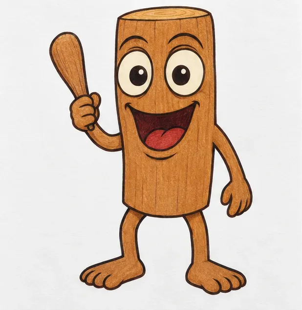 Flat warm-brown color fill with cream eyes and a deep-red mouth on the finished character.