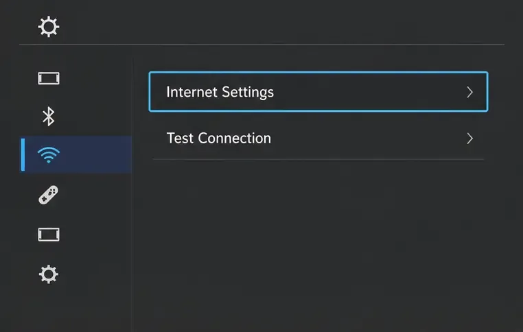 Nintendo Switch Internet settings with Test Connection listed