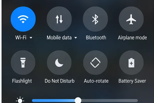 Illustrative Android Quick Settings panel showing Wi-Fi and Mobile data toggles