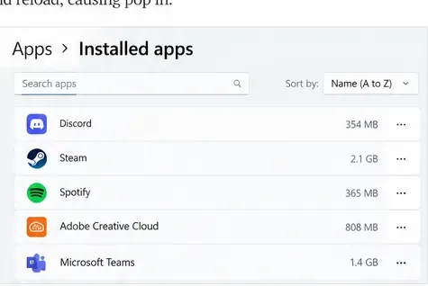 Prezentare generală a aplicațiilor instalate în Windows, cu afișarea mai multor aplicații de zi cu zi