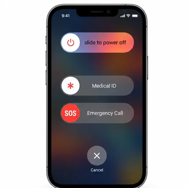 iPhone power screen showing the standard slide to power off control