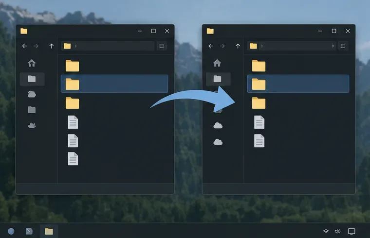 Two generic file manager windows show a game save folder being copied into a separate backup location.
