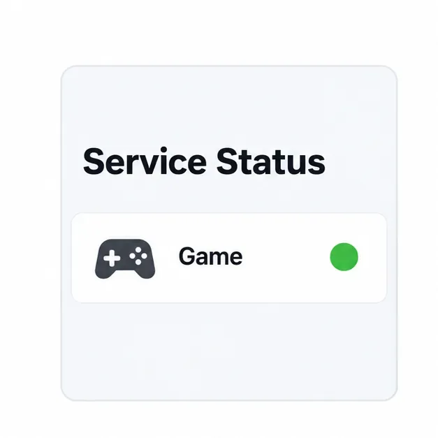 Illustratieve servicestatuspagina met een rij games en een groene indicator; raadpleeg de livepagina van Riot voor actuele TFT-incidenten.