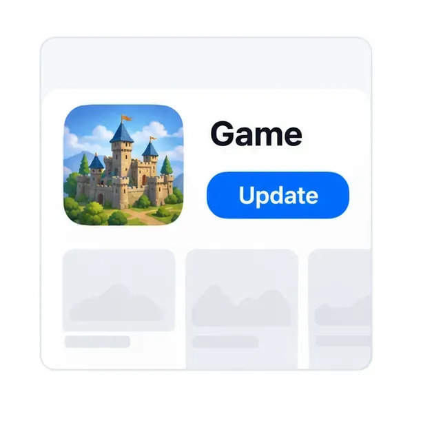 Een algemene app store-vermelding met een updateknop voor een strategiespel; raadpleeg de officiële store-vermelding van TFT voor updates.