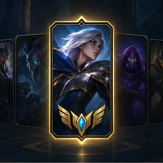 One champion portrait card is highlighted in front of several dimmed champion cards, illustrating why focusing on one main keeps mastery progress concentrated.