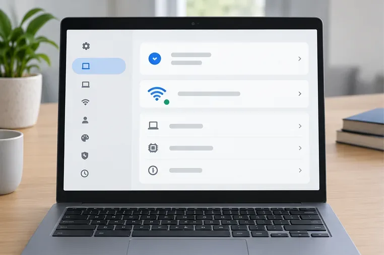 На экране настроек Chromebook отображаются системные параметры и параметры Wi-Fi перед началом сеанса облачных игр.