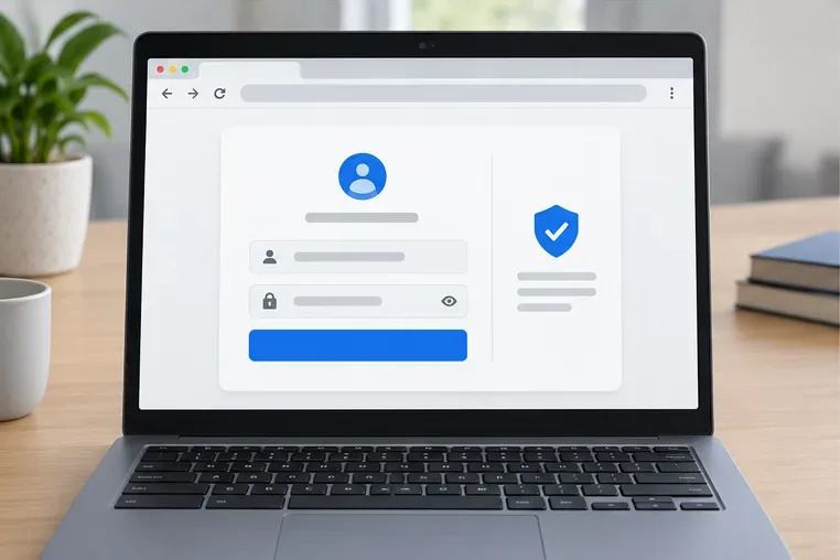 Браузер Chromebook, отображающий стандартную защищенную панель входа в учетную запись и авторизации.