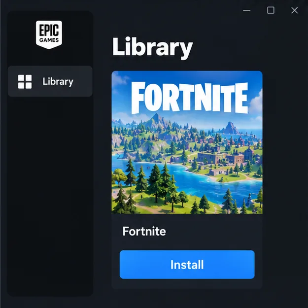 Иллюстрация из библиотеки Epic Games Launcher, изображающая плитку Fortnite и кнопку «Установить».