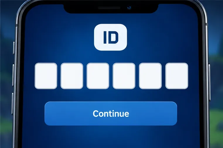 A Supercell ID code-entry screen with six blank fields and a Continue button.