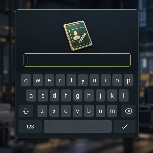 Conceptual nickname entry screen with an empty name field and mobile keyboard
