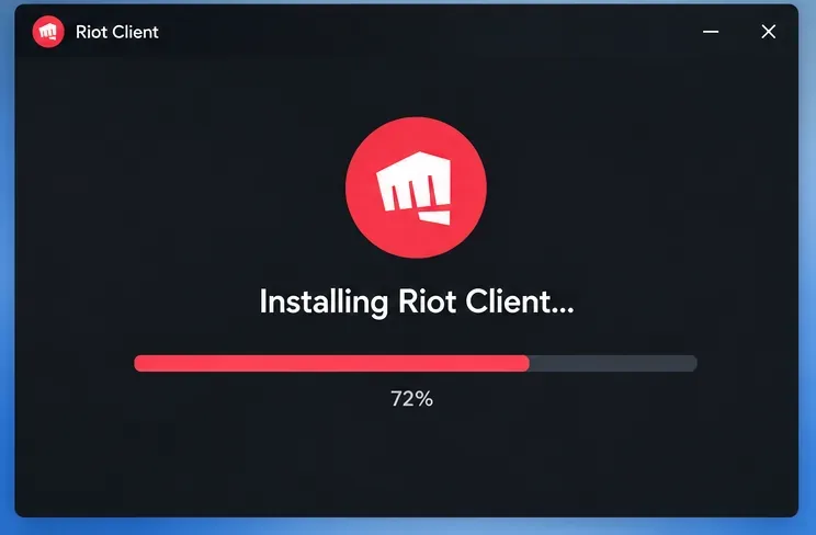 Dark Riot Client setup window showing an installation progress bar