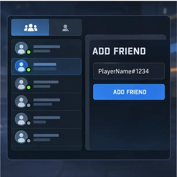 A conceptual friends panel shows an Add Friend action and the example BattleTag PlayerName#1234.