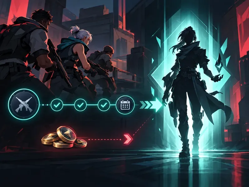 A progression path of match icons and completed checkpoints leading to an Agent silhouette, with a smaller optional premium-currency path