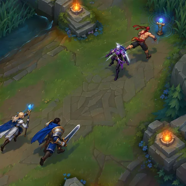 Lee Sin has ward-hopped behind the enemy while two allies remain across the target