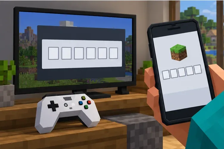 Een gameconsole en een telefoon tonen lege codevelden voor een nieuwe aanmelding bij een Microsoft-account.