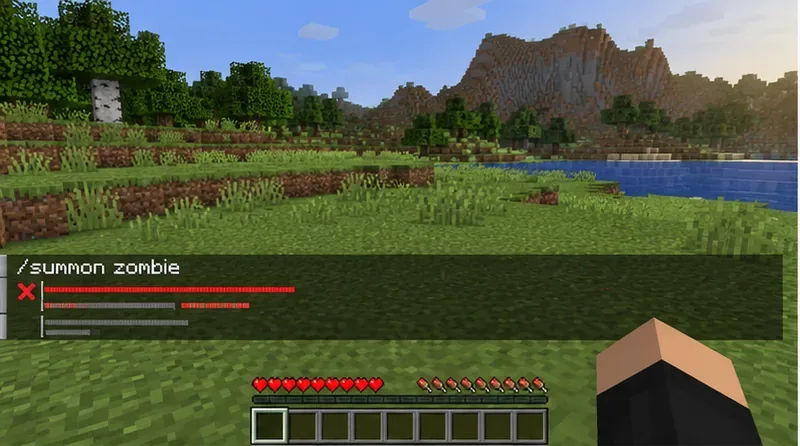 หน้าต่างแชทของ Minecraft แสดงบรรทัดคำสั่งหนึ่งบรรทัดพร้อมข้อความแสดงข้อผิดพลาดสีแดง ซึ่งแสดงให้เห็นว่าเหตุใดข้อความวิเคราะห์คำสั่งแบบเต็มจึงมีความสำคัญ