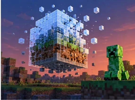 A magnifying glass over an abstract page of gray lines, representing a close read of a Minecraft crash report