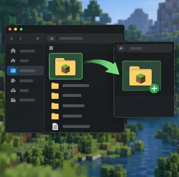 Un folder al lumii Minecraft copiat într-o locație separată de rezervă înainte de depanare
