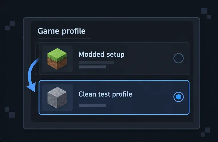 Schematic profile selector with a clean test profile chosen instead of a modded setup