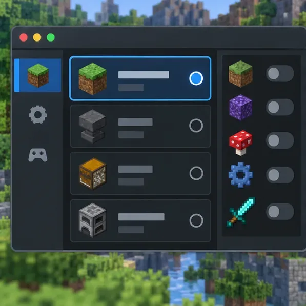 A launcher-style profile window highlights a clean profile while mod and add-on options are inactive