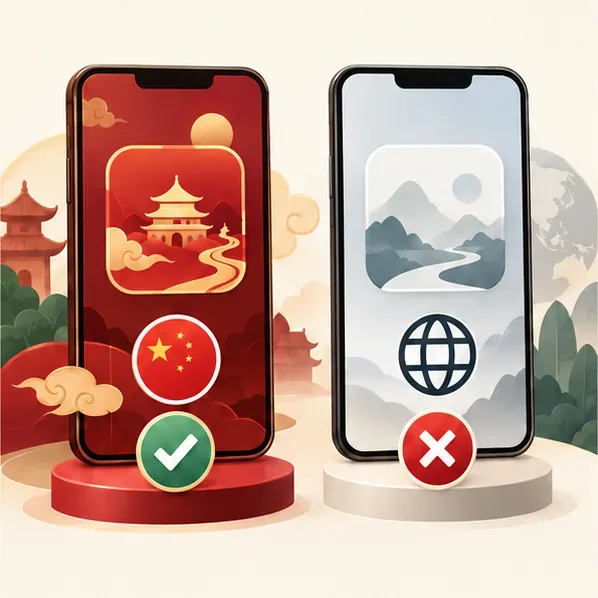 Dois cartões de aplicativo para celular separados representam os lançamentos de Honor of Kings na China e internacionalmente.