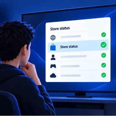 Illustrative PlayStation Store status checklist with a Store service row highlighted