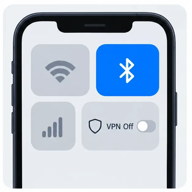 Illustrative phone network controls with VPN shown as off