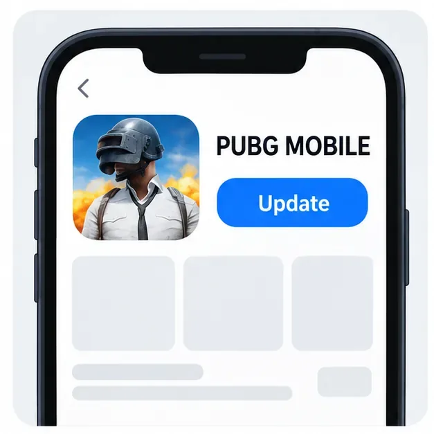 Illustrative app-store listing for PUBG MOBILE showing the game name and an Update button