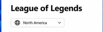 A generic League of Legends region selector set to North America, illustrating where to verify the account region.
