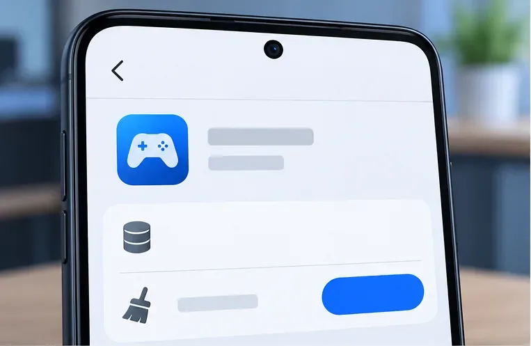 A generic phone app settings screen shows a storage area and a clear-cache control.