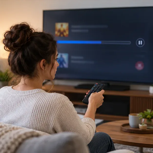 Home router placed on an open shelf with a console in the same room