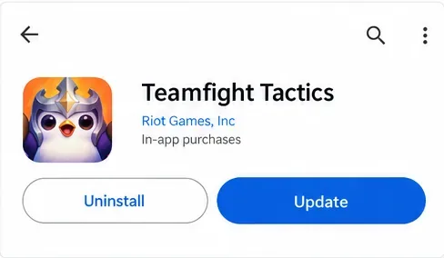 Panoul de actualizare Google Play pentru Teamfight Tactics