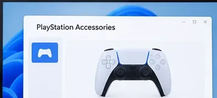 คอนโทรลเลอร์ DualSense ที่เชื่อมต่อแล้วจะแสดงอยู่ในแอป PlayStation Accessories สำหรับ Windows