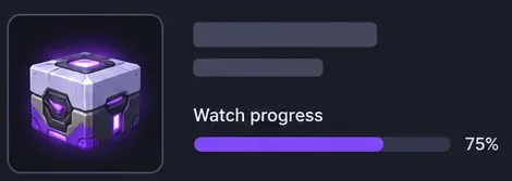 Illustrative Drops reward card with a watch-progress bar at 75 percent