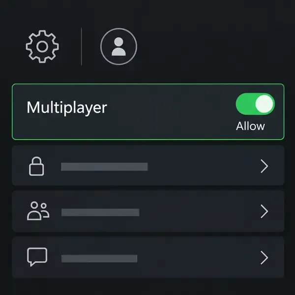 A privacy settings panel showing the multiplayer permission set to Allow