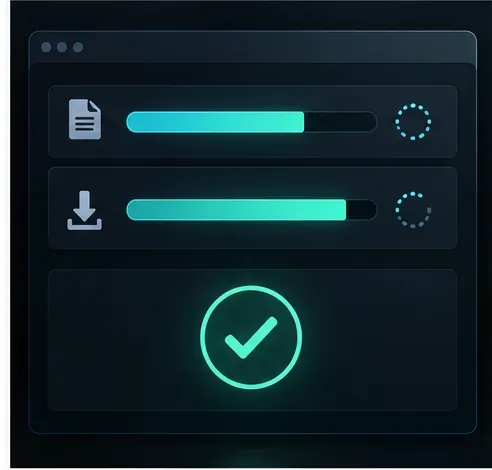 แผงแสดงความคืบหน้าของโปรแกรมเปิดเกมจะจบลงด้วยเครื่องหมายถูกสีเขียว ซึ่งแสดงว่าการตรวจสอบไฟล์เกมสำเร็จแล้ว