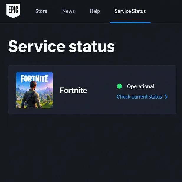 An example Fortnite service-status screen; check Epic’s live page for the current service state.