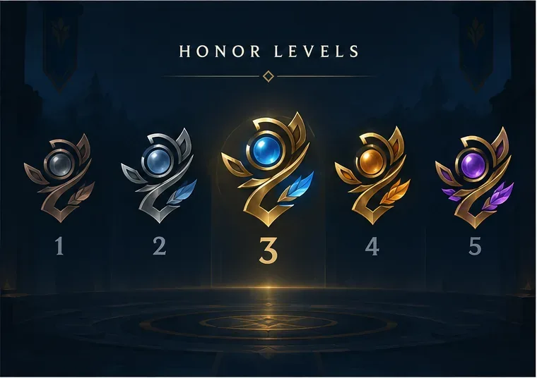 มีเหรียญเกียรติยศ 5 ระดับ ตั้งแต่ 1 ถึง 5 โดยระดับ 3 จะถูกเน้นสีไว้