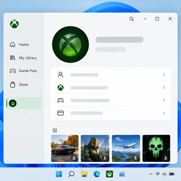 Xbox app profile pane illustrating where to confirm the signed-in account