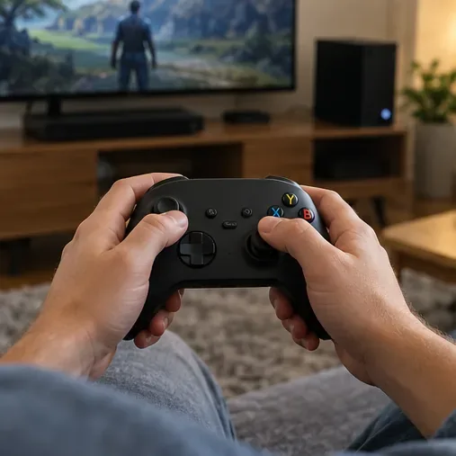 A player holding a controller close to a console with an unobstructed path between them