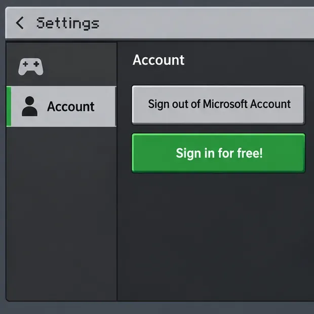 Het Bedrock-instellingenaccountscherm met opties voor afmelden en aanmelden bij een Microsoft-account.