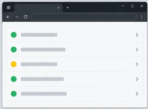 A browser window with green and yellow service indicators for checking whether a game service has an outage.