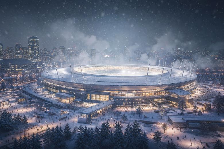 SoFi Stadium Los Angeles illuminated for major sporting event