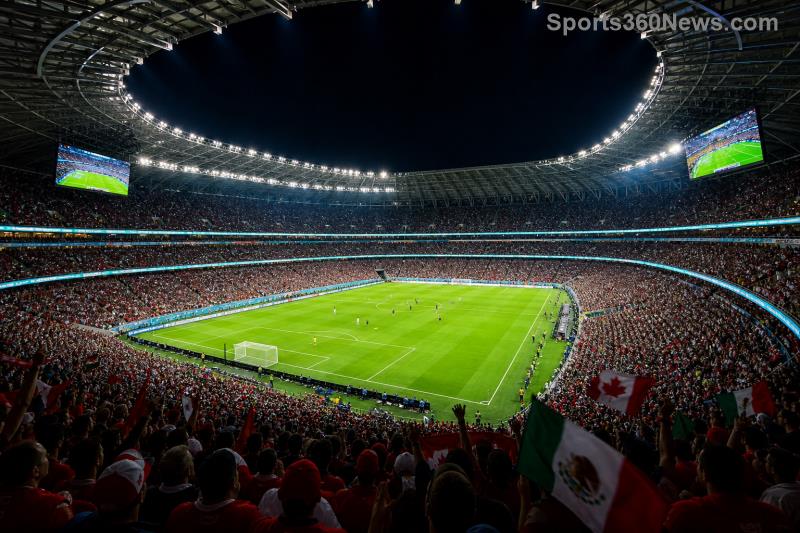 World Cup 2026 draw ceremony illustration with flags and stadiums